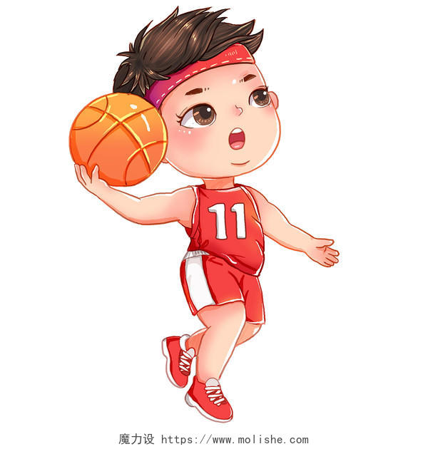 夏天暑假篮球兴趣班打篮球男生插画